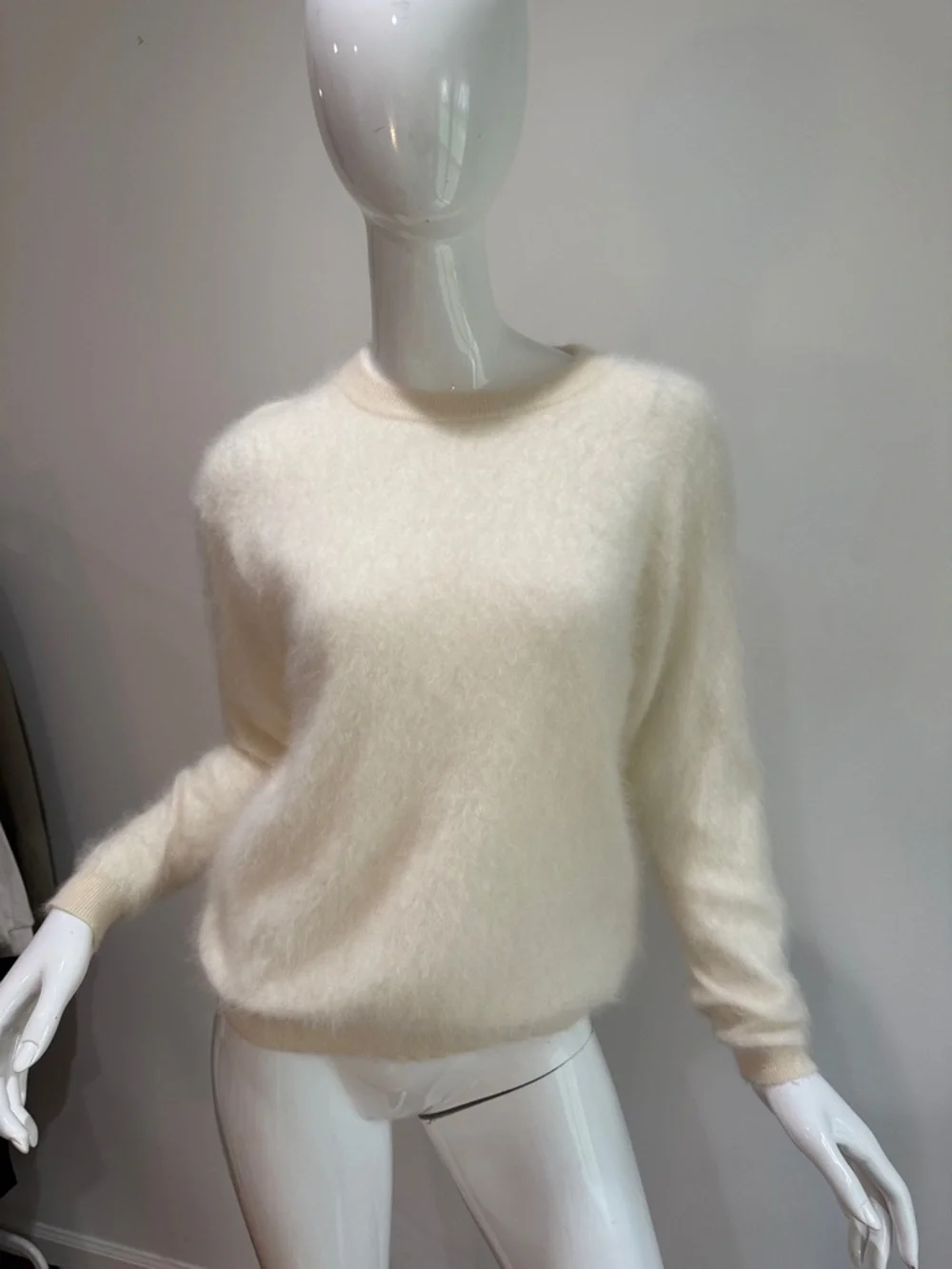J CREW Brushed 100% Cashmere Ivory Crew Neck Sweater Quiet Luxury Capsule Luxe